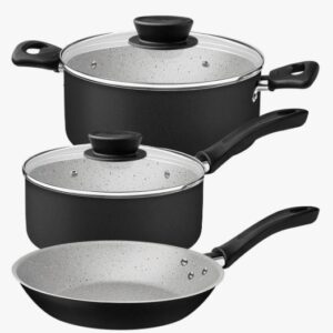 Baterías De Cocina Linz 3 Piezas Antiadherente Tramontina Color Negro