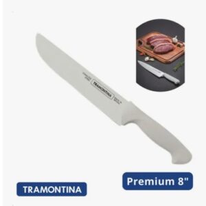 Cuchillo para carne de chef Tramontina Premium de acero inoxidable de 8 pulgadas con mango blanco