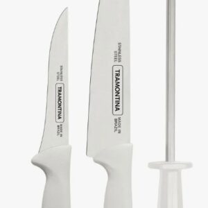 Juego De Cuchillos Tramontina Premium Acero Inox 3 Piezas Color Plateado