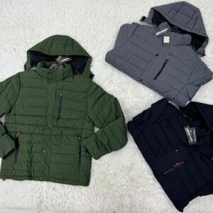 Campera Larga c/detalles de cierre naranjas
